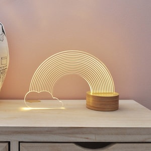 Rainbow Table Lamp, Wooden Rainbow Lamp for Kids, Nursery Room Decor, Kids Table Lamp, Nursery Decoration, Baby Shower Gift, Night Light