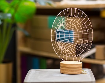 オリジナルトンネルバルブ錯視2Dから3Dテーブルランプ、環境に優しいLEDライト、高品質デザイナーランプ、送料無料