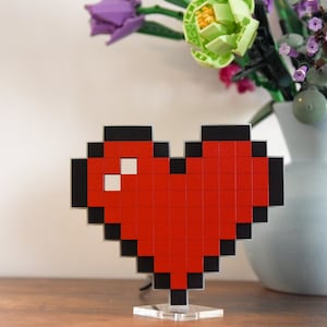Heart Pixel Lamp, Decorative Table Lamp, Heart Desk Lamp, Small Table Lamp, Heart Shape Lamp, LED Lamp, Kids Room Decor, Night Light Lamp