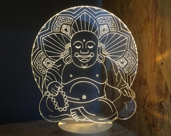 Buddha Night Light, Buddha Meditation Light, Bedside Lamp, Acrylic Lamp, Desk Lamp, 3D Table Lamp, Meditation Gift, Chakra Art, Unique Gift