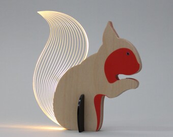 Squirrel shaped Table Lamp | Bedside Lamp | Wooden Bedside Lamp | Night Light | Decorative Lamp | Table Light | Wood Lamp | Animal lamp