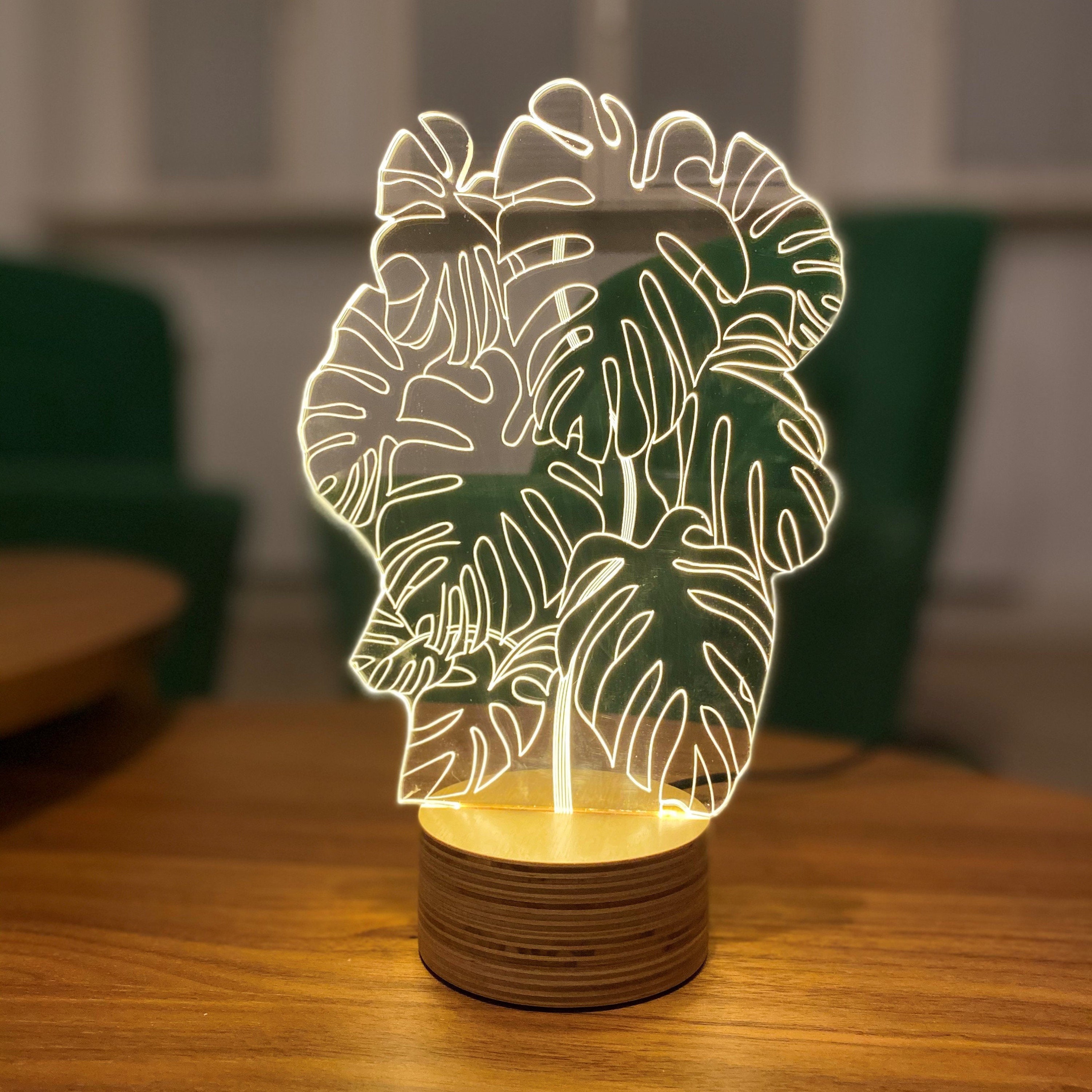 Monstera - Table Lamp | Wood Table Lamp | Bedside Lamp | Wooden Bedside ...