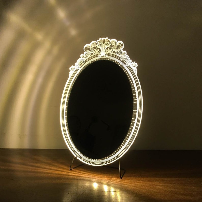 Vanity Mirror, LED Illuminated Desk Mirror, Table Mirror, Makeup Mirror, Wall Mirror, Small Mirror, Dressing Table Mirror, Mirror with Stand image 7