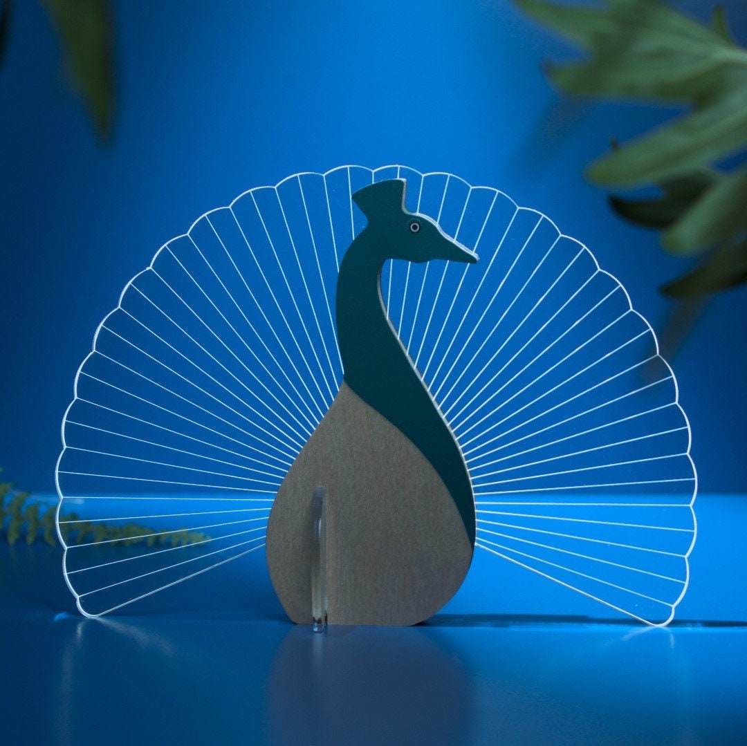 Peacock Shaped Table Lamp Bedside Lamp Wooden Bedside Lamp Night Light
