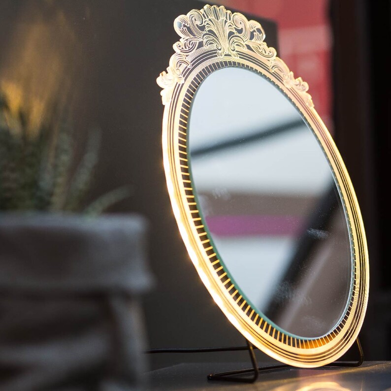 Vanity Mirror, LED Illuminated Desk Mirror, Table Mirror, Makeup Mirror, Wall Mirror, Small Mirror, Dressing Table Mirror, Mirror with Stand image 5