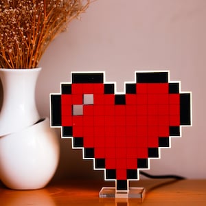 Heart Pixel Lamp, Decorative Table Lamp, Heart Desk Lamp, Small Table Lamp, Heart Shape Lamp, LED Lamp, Kids Room Decor, Night Light Lamp