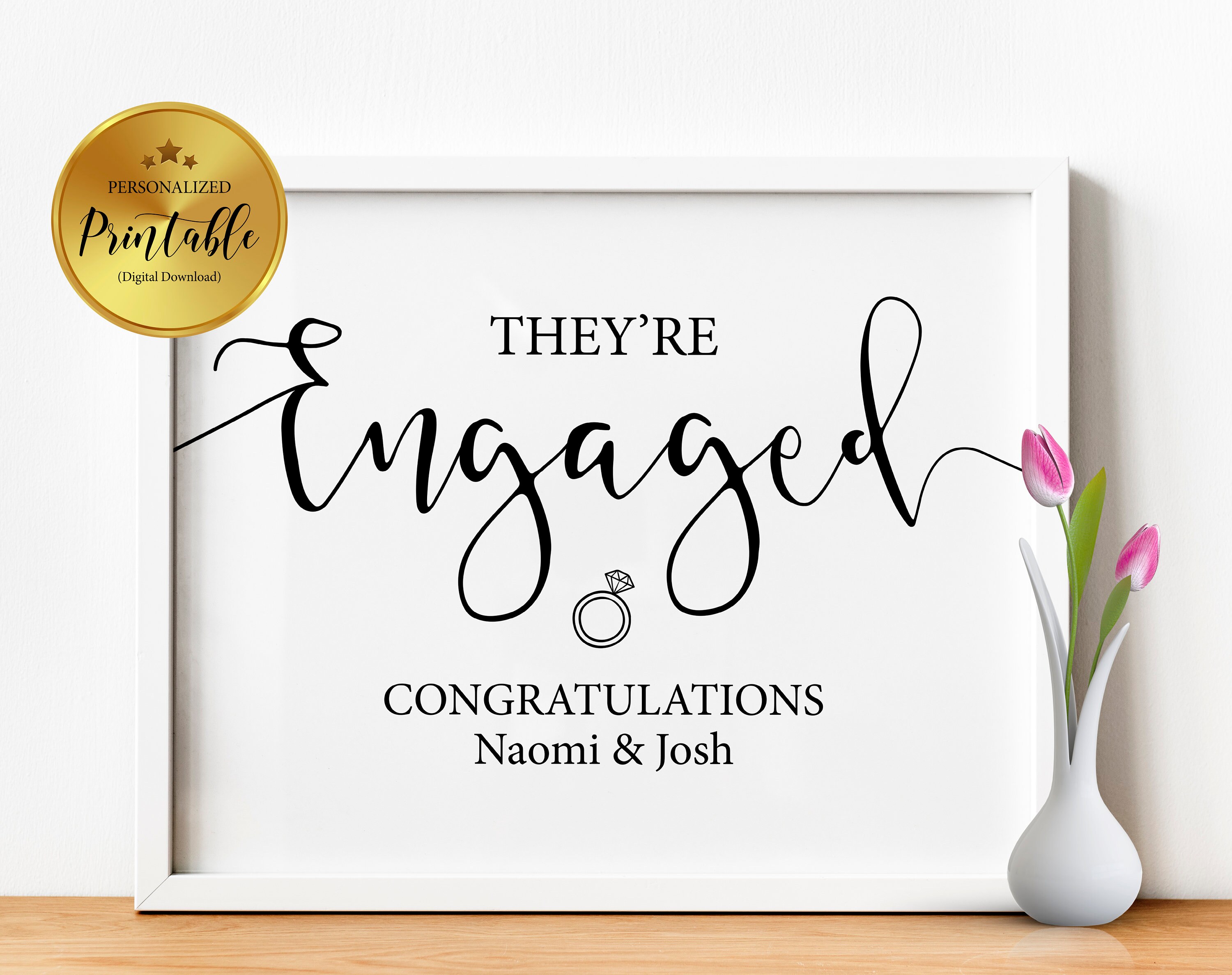 They're Engaged Sign Engagement Sign Engagement Signage Etsy