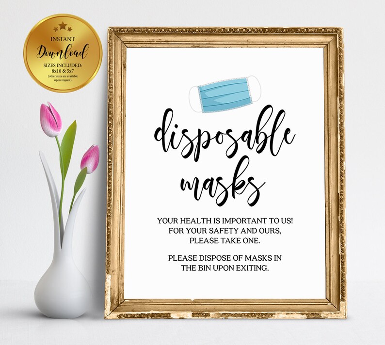 Disposable Masks Sign Please Take A Mask Sign Small Business Etsy