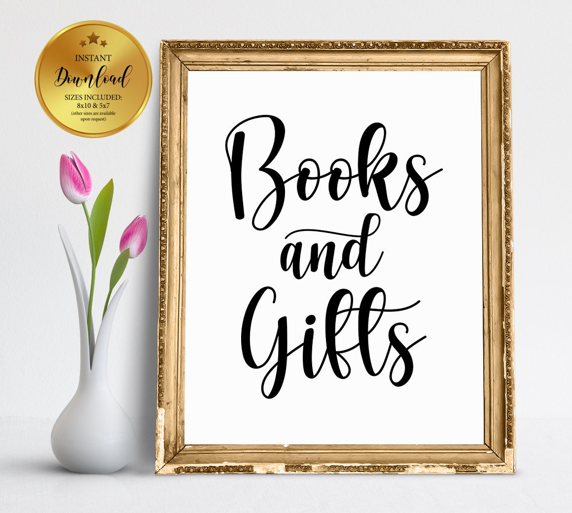 Books And Gifts Sign Baby Shower Sign Baby Shower Gift Table Etsy