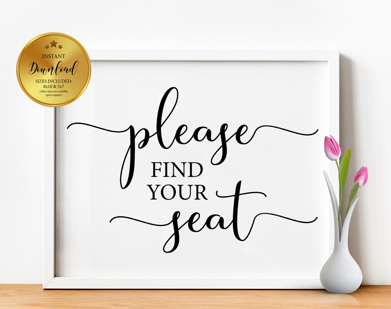 Printable Find Your Seat Wedding Sign Free Printable Wedding