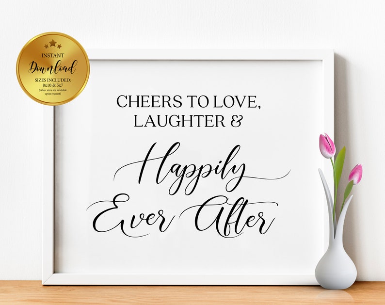 Cheers to Love Laughter and Happily Ever After Wedding Etsy