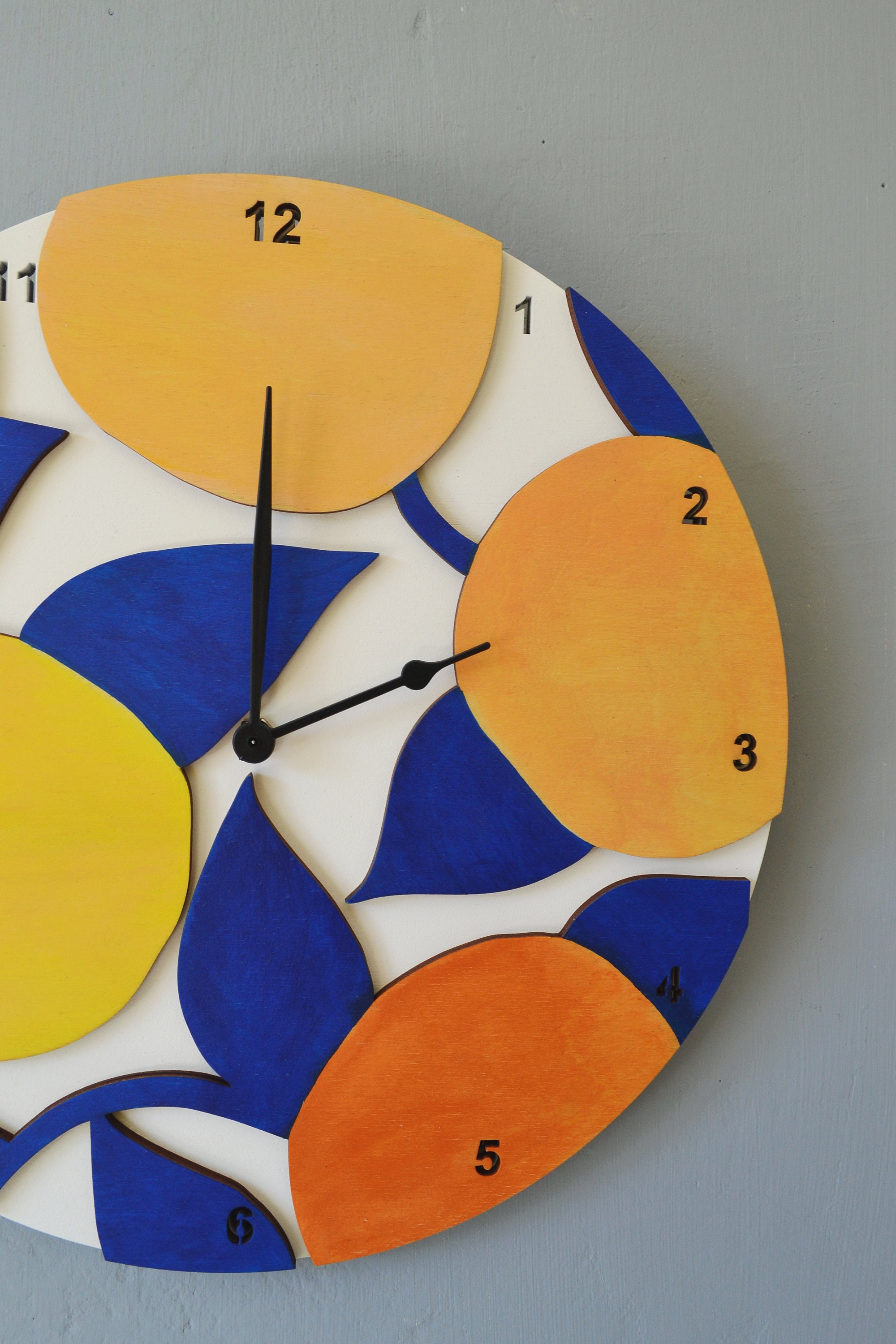 Fruit Wall Clock wiht Orange & Lemon Round Wood Kitchen Decor Etsy
