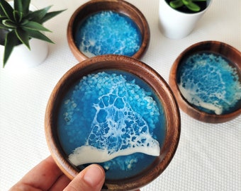 Beach Resin Bowl Resin Ring Dish Nightstand Bowl for Ring and Earrings Beach Themed Jewelry Bowl Ocean Gift Idea- Epoxy Resin Waves