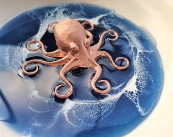 Ceramic Earring Dish- Octopus Gift for Best Friend- Art Glass Bowl- Best Holiday gift for Friend- Valentines Day Gift