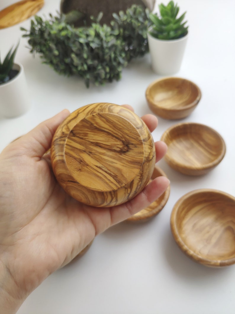 Small Olive Wood Dip Bowl Set Mini Handmade Wooden Bowl Set Etsy