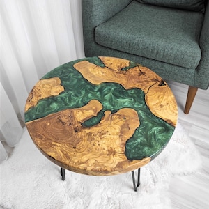 Unique Resin Coffee Table Resin Side Table for Living Room interior Decor Furniture and Decor Live Edge Coffee High End Table Round Table