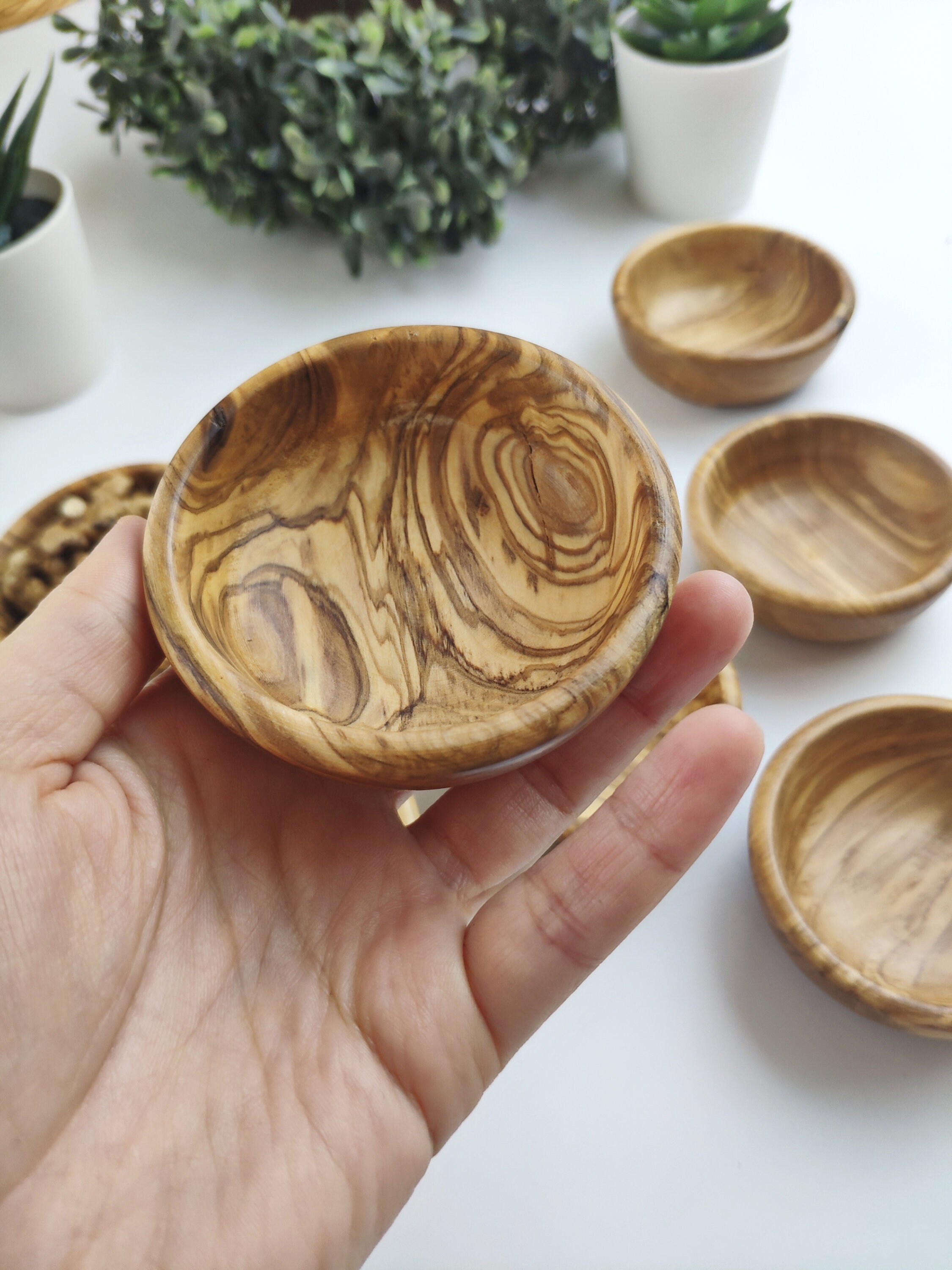 Small Olive Wood Dip Bowl Set Mini Handmade Wooden Bowl Set Etsy