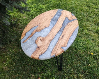 Oval Coffee Table - Marble Look Handmade Table - Unique Gift- Furniture and Decor- Marble Look Epoxy Table-Custom Design-Furniture and Decor