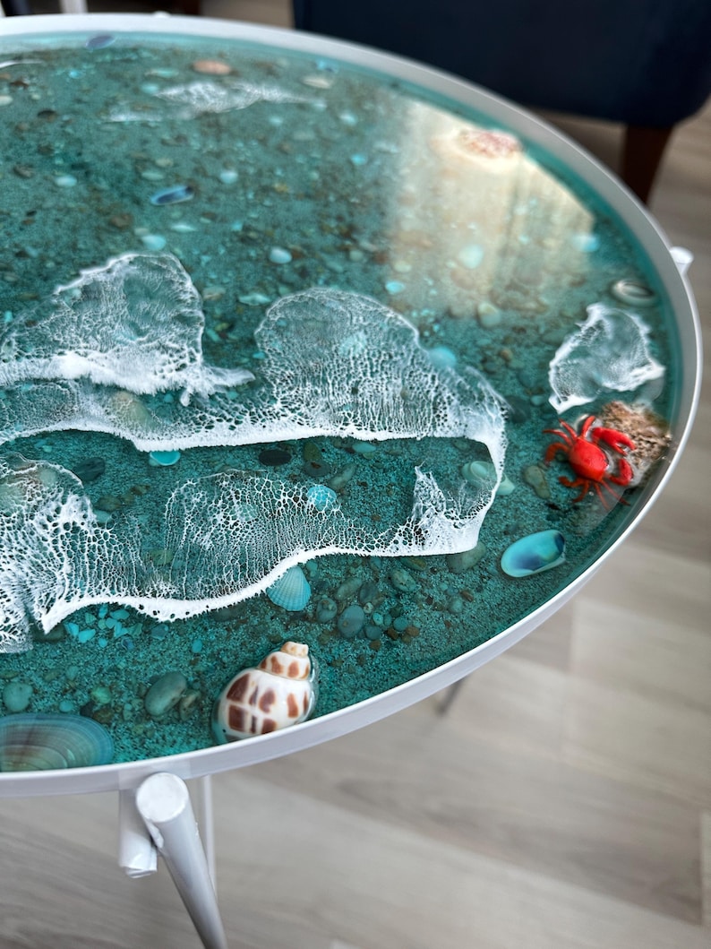 Epoxy Resin Ocean Side Coffee Table: Handmade Beach House Decor - Etsy