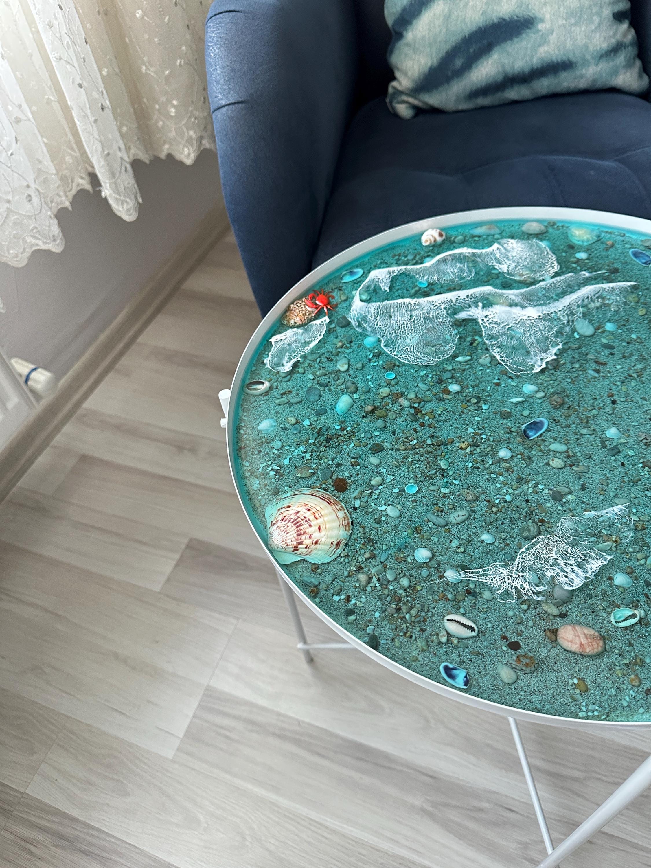 Epoxy Resin Ocean Side Coffee Table: Handmade Beach House Decor - Etsy