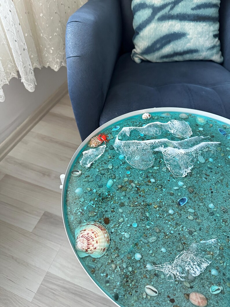 Epoxy Resin Ocean Side Coffee Table: Handmade Beach House Decor - Etsy