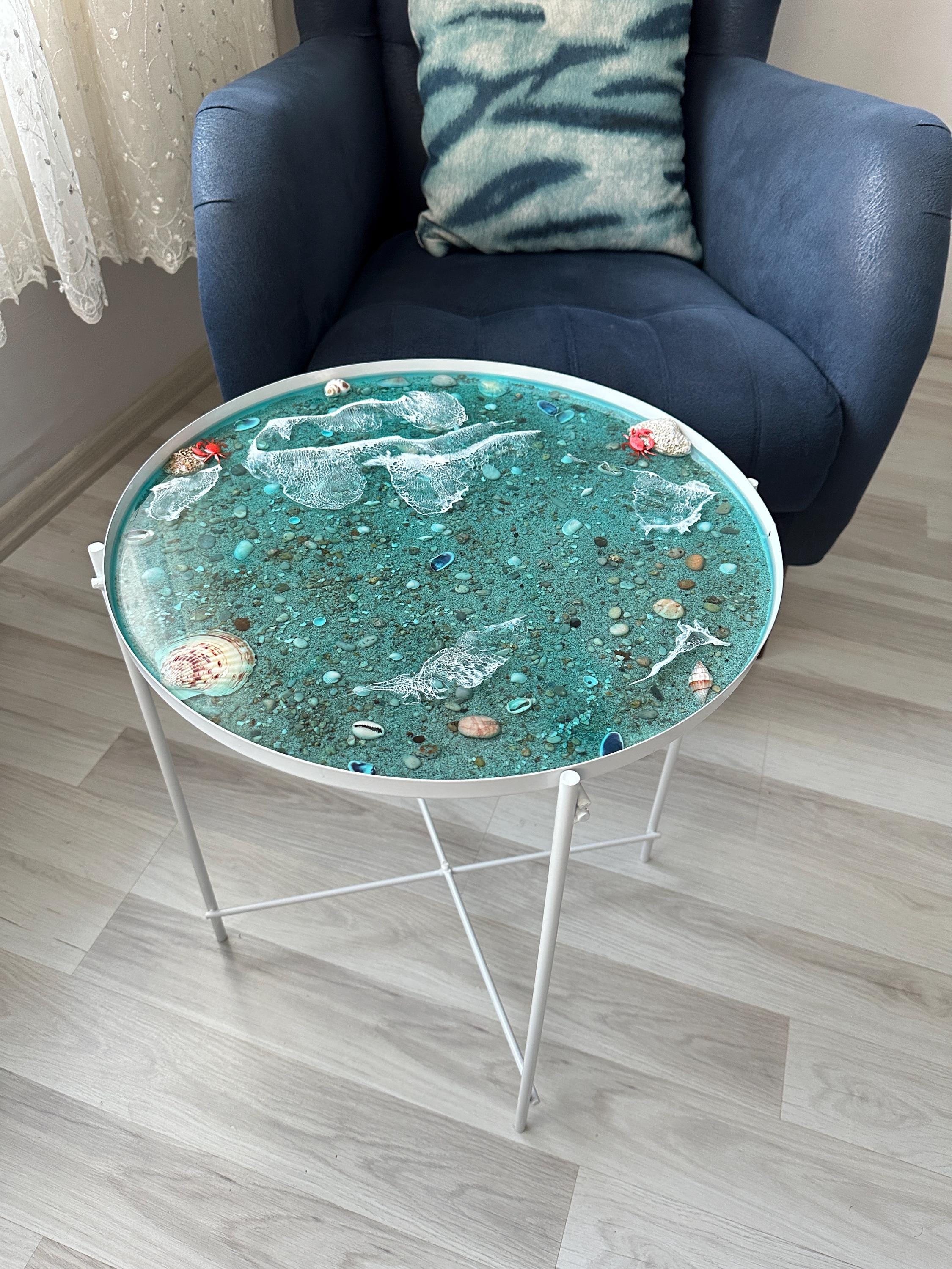 Epoxy Resin Ocean Side Coffee Table: Handmade Beach House Decor - Etsy