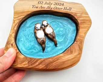 Otter Gift for Him- 5th Anniversary Gift Birthday Gifts for Her Otter Personalized Key Holder Engagement Ring Dish Ocean