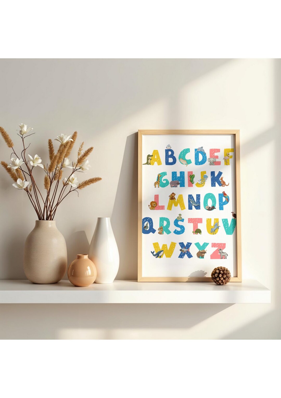 Animal Alphabet Nursery Print | Colorful ABC Wall Art for Kids ...