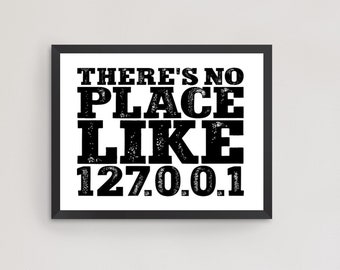 127.0.0.1, poster de programmation, cadeau pour programmeur, oeuvre d'art pour ingénieur logiciel, oeuvre d'art pour développeur de logiciels, décoration d'intérieur ringard, oeuvre d'art Devops