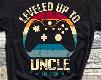Leveled Up To Uncle T-Shirt Est 2025, Game Controller Graphic Tee, Retro Gaming Shirt, Funny Uncle Shirt, Cool Bluza z Kapturem Prezenty