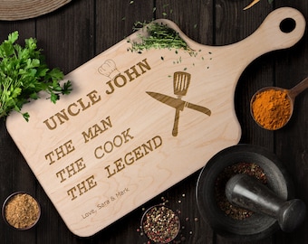 Uncle gift personalized, Uncle gift with name, Cutting Board With Handle, Uncle Gift, Funny Uncle Birthday Gift, Custom Uncle Cutting Board