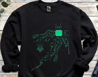 Ingenieursweater, hart van de tech-nerdtrui, printplaattrui, geek hoodie, programmeur kleding cadeau, grappige ontwikkelaarstijl