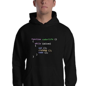 Programmer Hoodie, Coding Hoodie, Javascript Hoodie, Eat Sleep Code ...