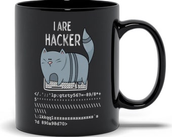 Funny Hacker Mug, Gift For Coder Cat Lover, Programmer Coffee Cup, Mug For Developers, Python Coder Gift, Computer Engineer, Geeky Nerd Mug