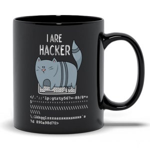 Funny Hacker Mug, Gift For Coder Cat Lover, Programmer Coffee Cup, Mug For Developers, Python Coder Gift, Computer Engineer, Geeky Nerd Mug