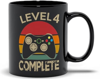4 Year Anniversary Gift For Him, 4th Anniversary Gift For Husband, 4th Anniversary Mug, Level 4 Complete Mug, Gamer Husband Gift Mug