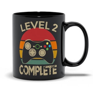Level 2 Complete Mug, Gamer Husband Coffee Mug, Anniversary Vintage Gamer Husband Gift, 2nd anniversary gift for man, Gamer Dad Coffee Cup