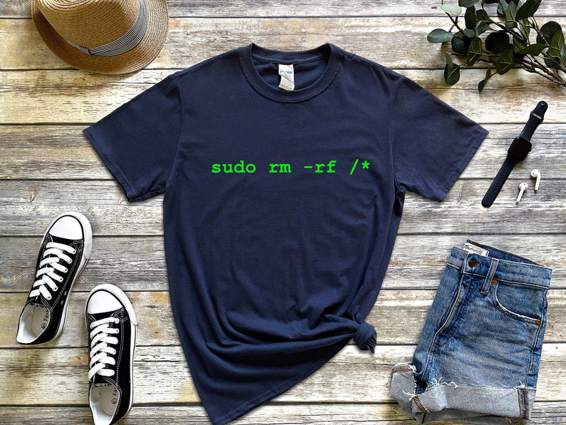Linux Shirt, Sudo rm rf TShirt, Funny Linux Gift, Ubuntu T Shirt, Debian Gifts, Funny Sysadmin T-Shirts, Linux Slackware T Shirt, Linux Navy