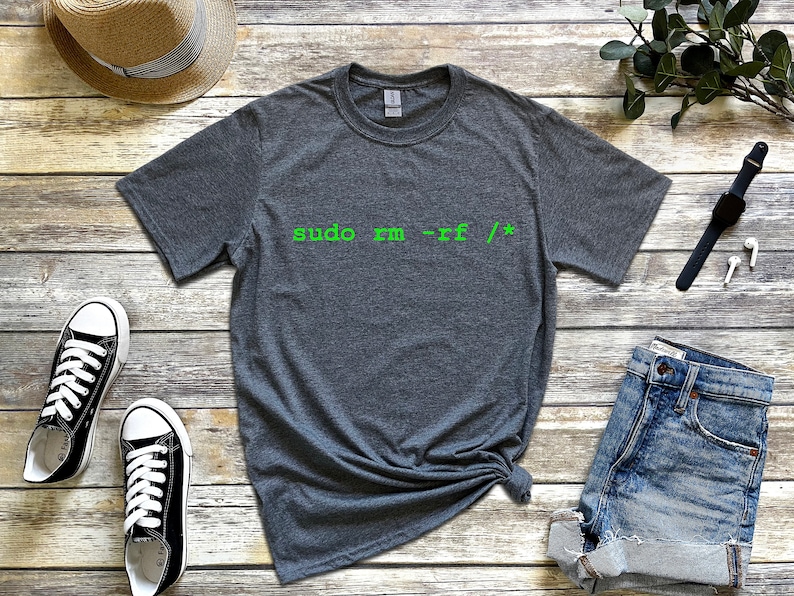 Linux Shirt, Sudo rm rf TShirt, Funny Linux Gift, Ubuntu T Shirt, Debian Gifts, Funny Sysadmin T-Shirts, Linux Slackware T Shirt, Linux Dark Heather