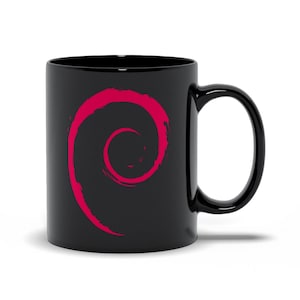 Linuxmugg, Linux Debian, Debianmugg, Debian-logotyp, systemadministratörsmugg, Linux-present, mjukvaruingenjörsmugg, utvecklare, datavetenskap