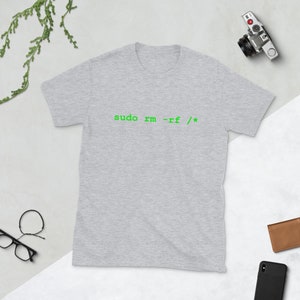 Linux Shirt, Sudo rm rf TShirt, Funny Linux Gift, Ubuntu T Shirt, Debian Gifts, Funny Sysadmin T-Shirts, Linux Slackware T Shirt, Linux Sport Grey