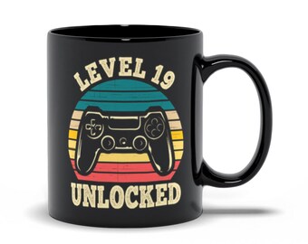 Level 19 Unlocked Mug, 19th Birthday Gift For Man, 19th Birthday, 19th Birthday Gamer Gift, 19th Birthday Gamer Mug, 19 Birthday Coffee Mug