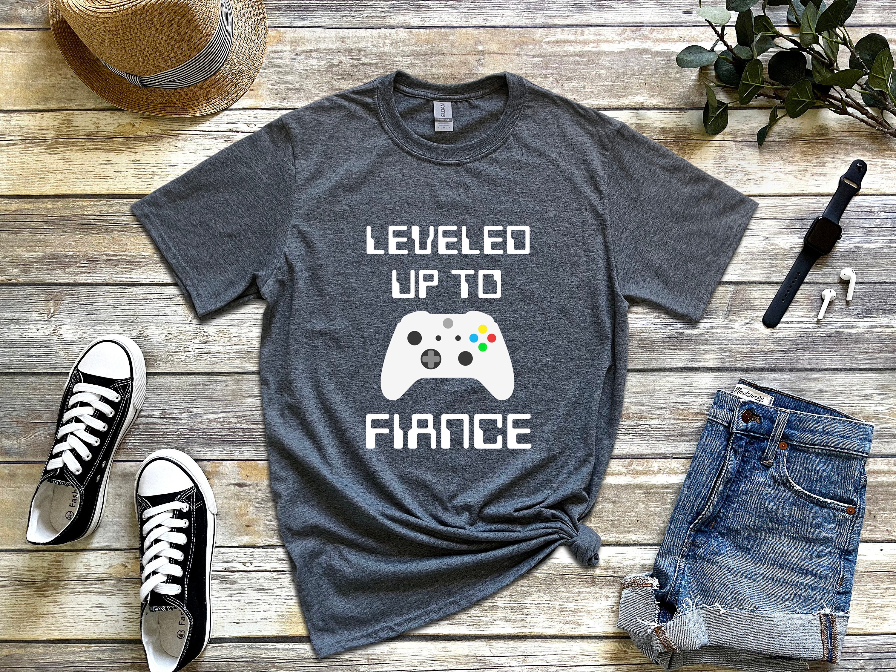 Leveled Up To Fiance Gifts For Him Newly Engaged C' Men's Organic T-Shirt