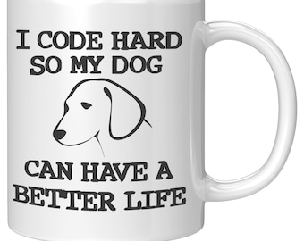 Taza de café I Code Hard So My Dog, regalo divertido para programador, taza de café para desarrollador de software, taza para dueño de perro, regalo para programador de computadoras, taza divertida para codificador