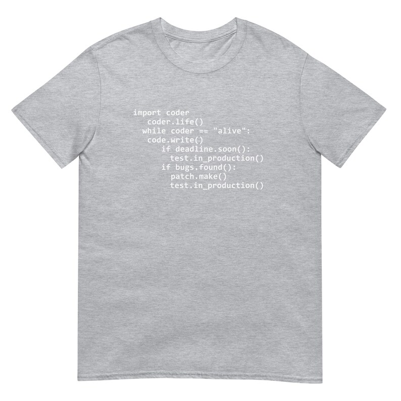 Camisa de código de Python, regalo de ingeniero de software, camisa de programación de Python, camiseta de Python, camisa de desarrollador de software, camisa de programador, regalo de codificador Sport Grey