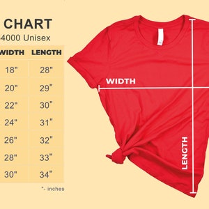 K&ouml;nnte beinhalten: Gr&ouml;&szlig;entabelle f&uuml;r Gildan 64000 Unisex-T-Shirts, mit Ma&szlig;en in Zoll f&uuml;r Breite und L&auml;nge f&uuml;r die Gr&ouml;&szlig;en S bis 4XL.