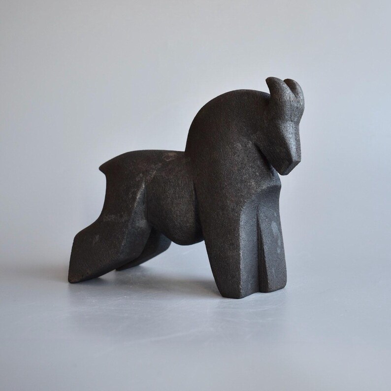 Ceramic sculpture"Mountain goat" Christmas gift,farm,buffalo,yak,cow,handmade,clay figure,birthday present,house decoration,garden furniture image 3