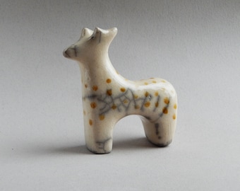 Ceramic figurine "Northern deer", Raku ceramics, Raku sculpture, animals, deer collection, Christmas present