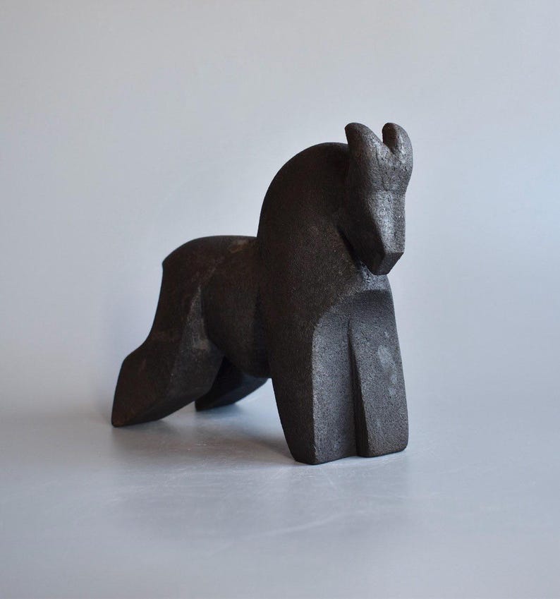 Ceramic sculpture"Mountain goat" Christmas gift,farm,buffalo,yak,cow,handmade,clay figure,birthday present,house decoration,garden furniture image 5