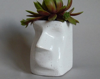 Ceramic flower pot, stone dol, organizer, art ceramics, Easter Island Idol, original gift, flower pot ,ceramic sculpture